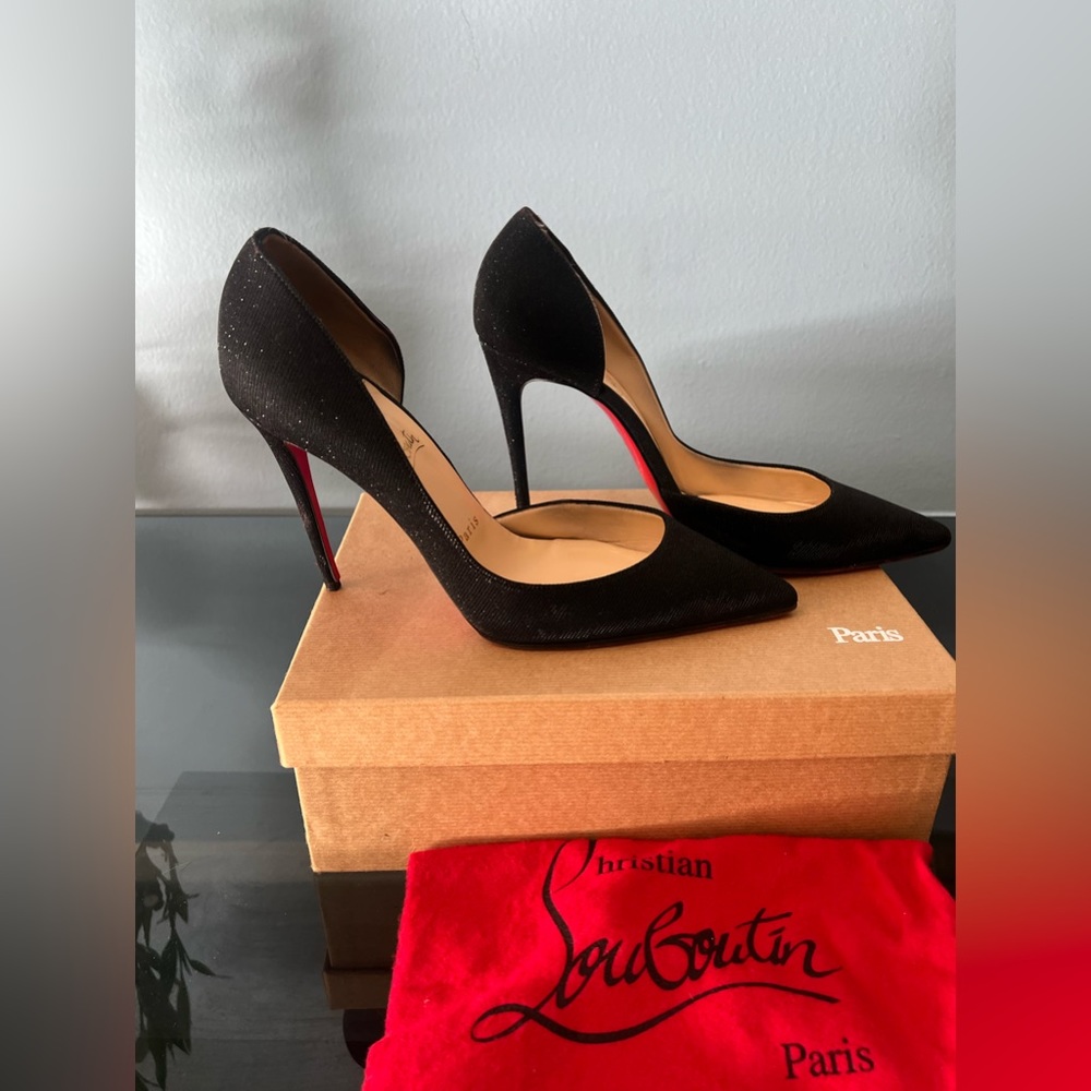 Christian Louboutin Black Glitter IRIZA Christian Louboutin 40 1/2 ⚡️⚡️ - Picture 1 of 11
